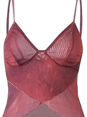 Sheer Spaghetti-Strap Crop Top in Rose Mauve